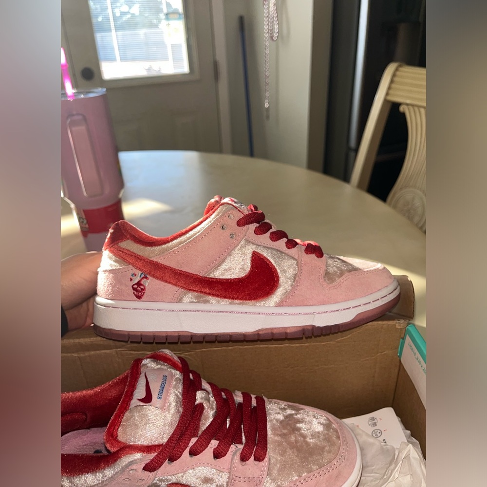 Nike Men’s Pink and Red Velvet Dunk Sneakers